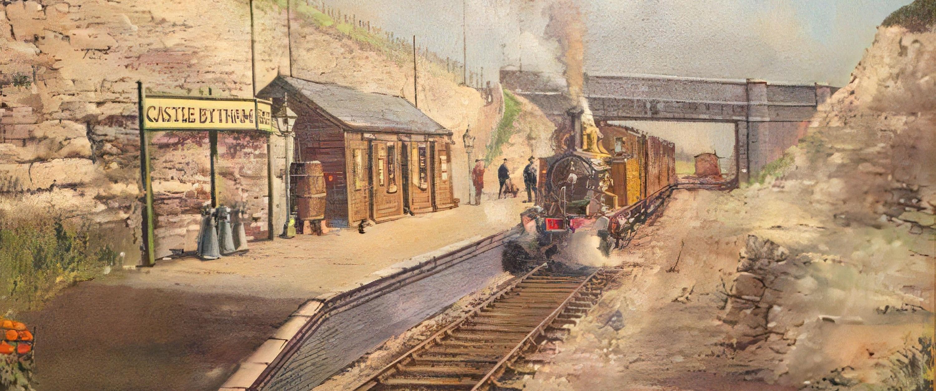 castle bytham railway painting